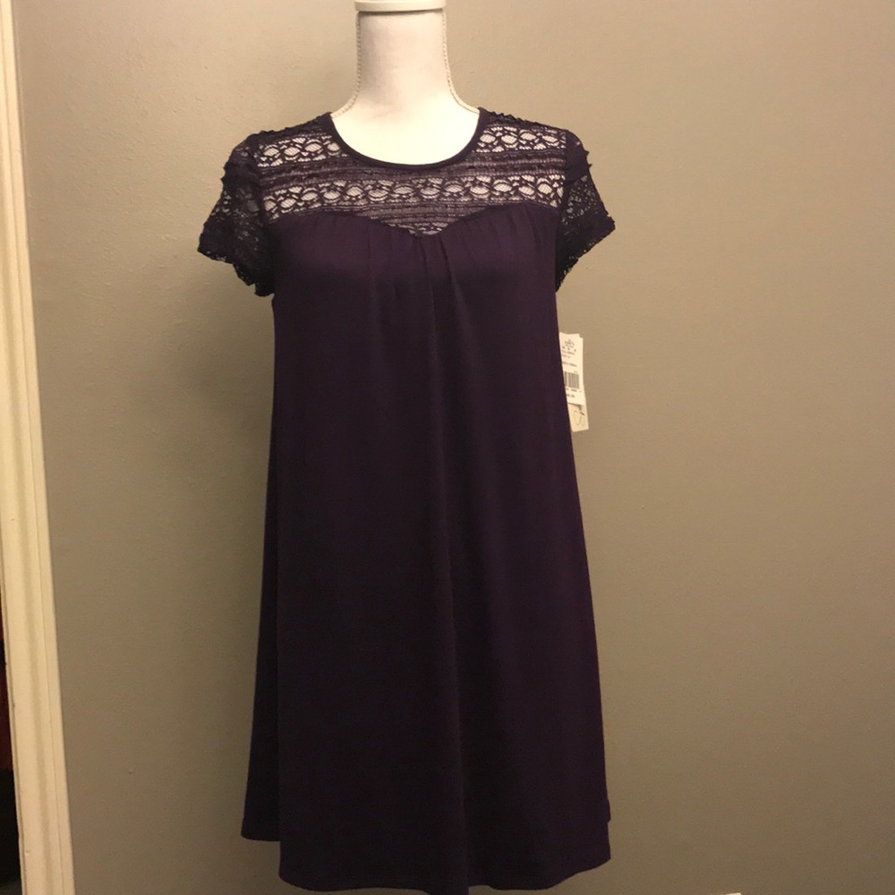 Kohl’s purple knit and lace dress NWT